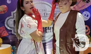 Owner French Bakery Merindu dan Suami juga Selebgram sekaligus artis Tiktokers merayakan HUT French Bakery ke 26 di Momentum Halloween