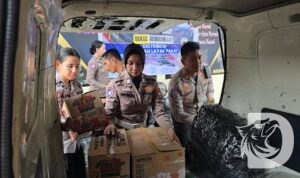 Satlantas Polres Mojokerto Kota kirim bantuan untuk korban bencana