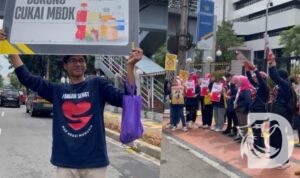 Jangan Tunda Kebijakan Cukai MBDK, isi slogan saat aksi demo